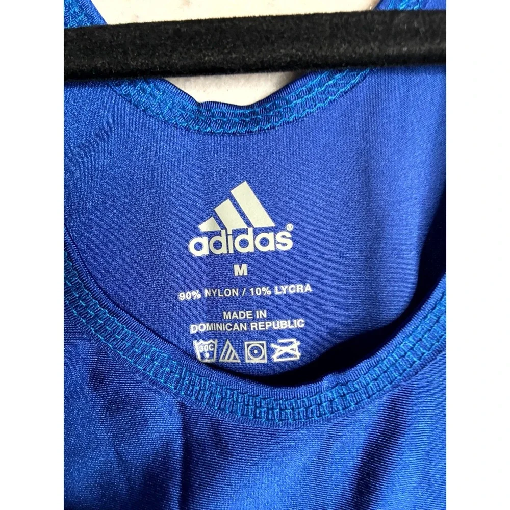 Adidas Wrestling Singlet Mens Medium Blue Yellow 3-Stripes Sleeveless Round Neck